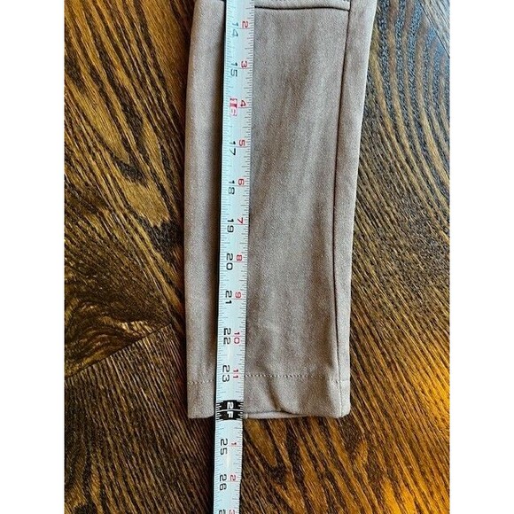 Daila Taupe Faux Suede Open Front Waterfall Stretch Cropped Jacket Size Med - Picture 7 of 10